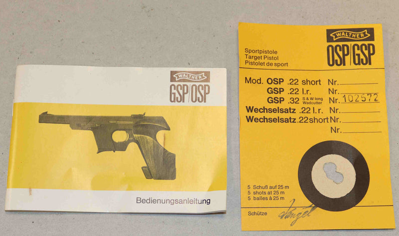 Pistola Walther Modello GSP Calibro 32WC Sportiva